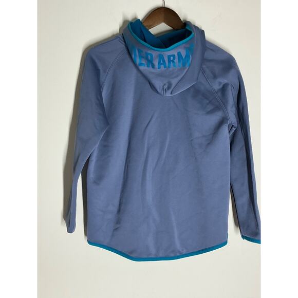 Under Armour Jacket XL Blue Women Loose Gold Gear Hooded Pockets Used - Picture 4 of 7